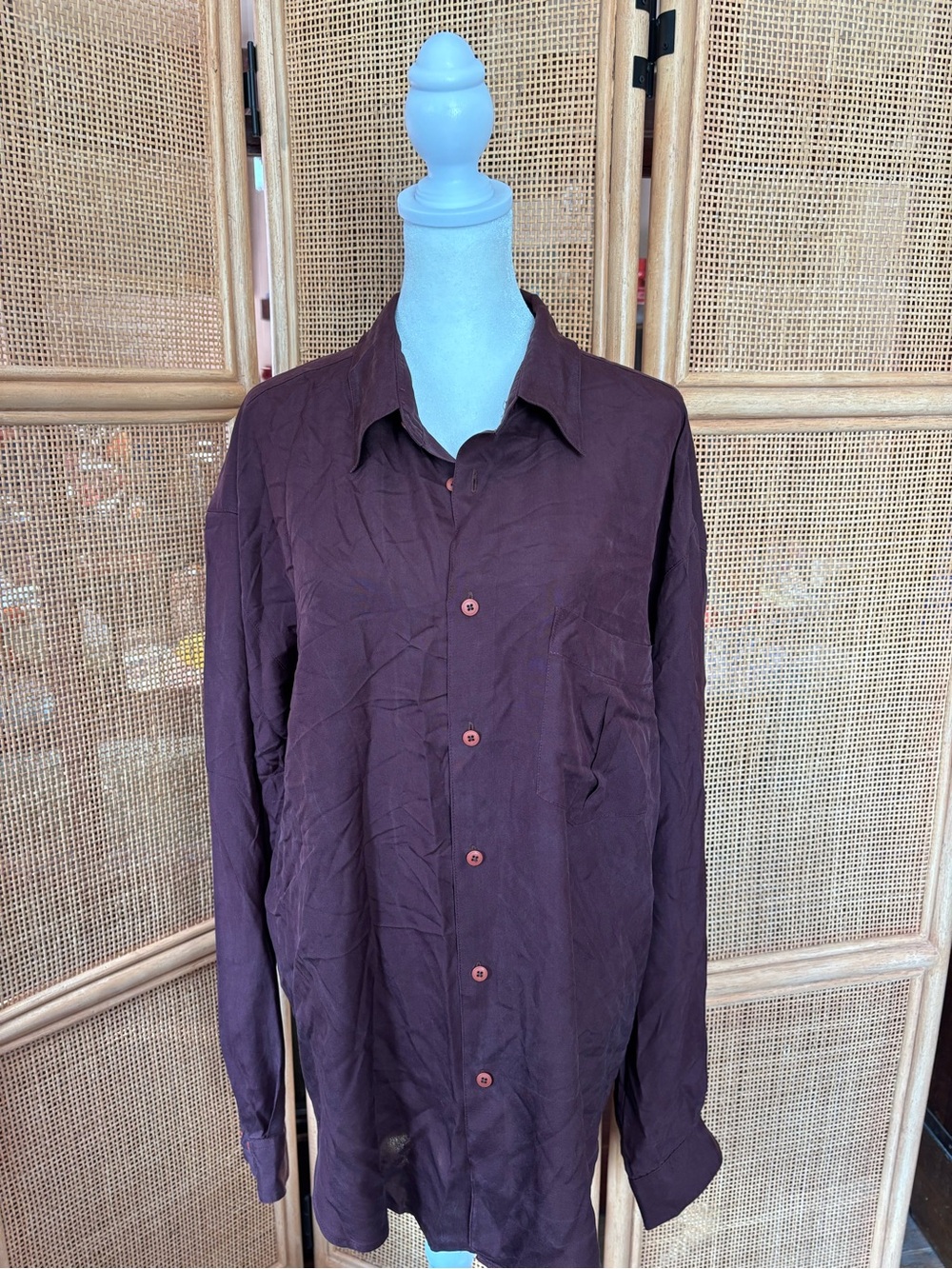 GO BY GO SILK Lightweight Silk Button Up Shirt